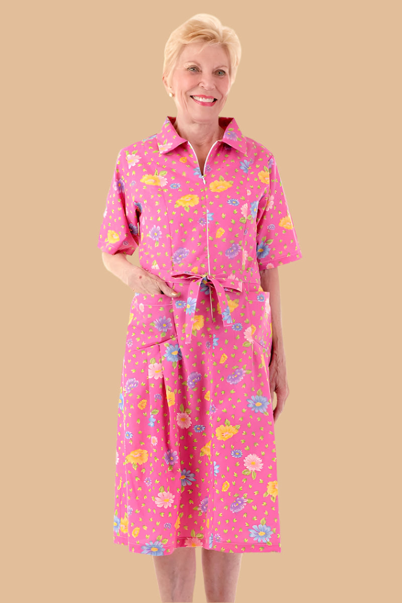 Short Sleeve Cotton/Poly House Dress for women by Buck & Buck in Pink, and available in different sizes. This dresses & skirts item is part of our dresses collection.