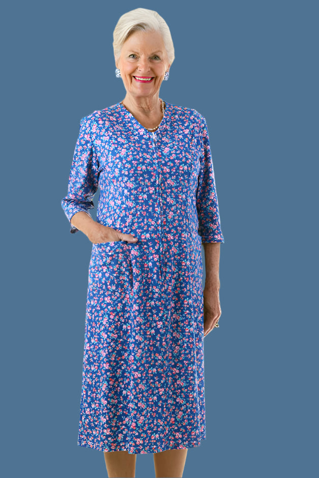 Floral Zip-Front Knit Dress for women by Buck & Buck in Navy, and available in different sizes. This dresses & skirts item is part of our dresses collection.