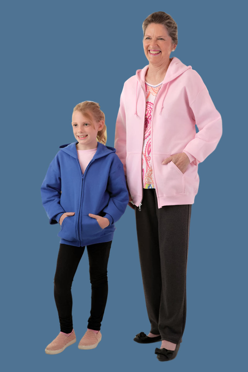 Women's Hooded Zip-Front Sweatshirt by Buck & Buck in Black, and available in different sizes. This tops item is part of our hoodies collection.