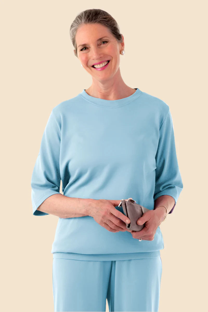 Women's 3/4 Sleeve Banded Bottom Set by Buck & Buck, and available only in a one-size option. This bundles item is part of our outfit sets collection.