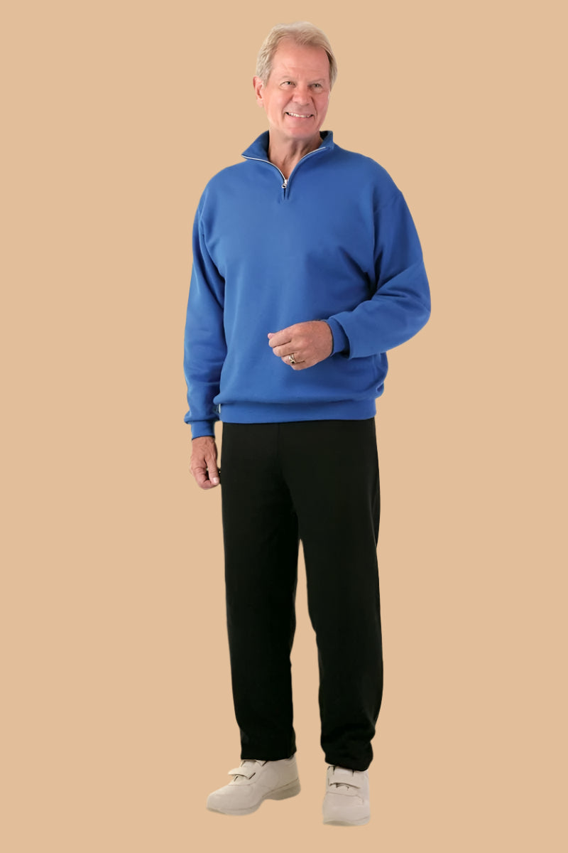 Men's Quarter Zip Sweat Top by Buck & Buck in Royal, and available in different sizes. This tops item is part of our sweatshirts collection.