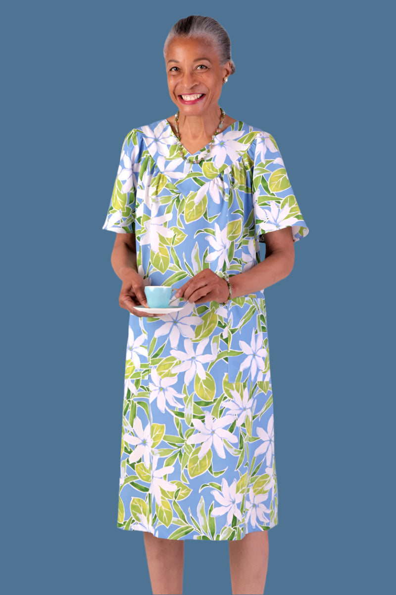 Hawaiian Print Muu Muu for women by Buck & Buck in Turquoise, and available in different sizes. This dresses & skirts item is part of our dresses collection.