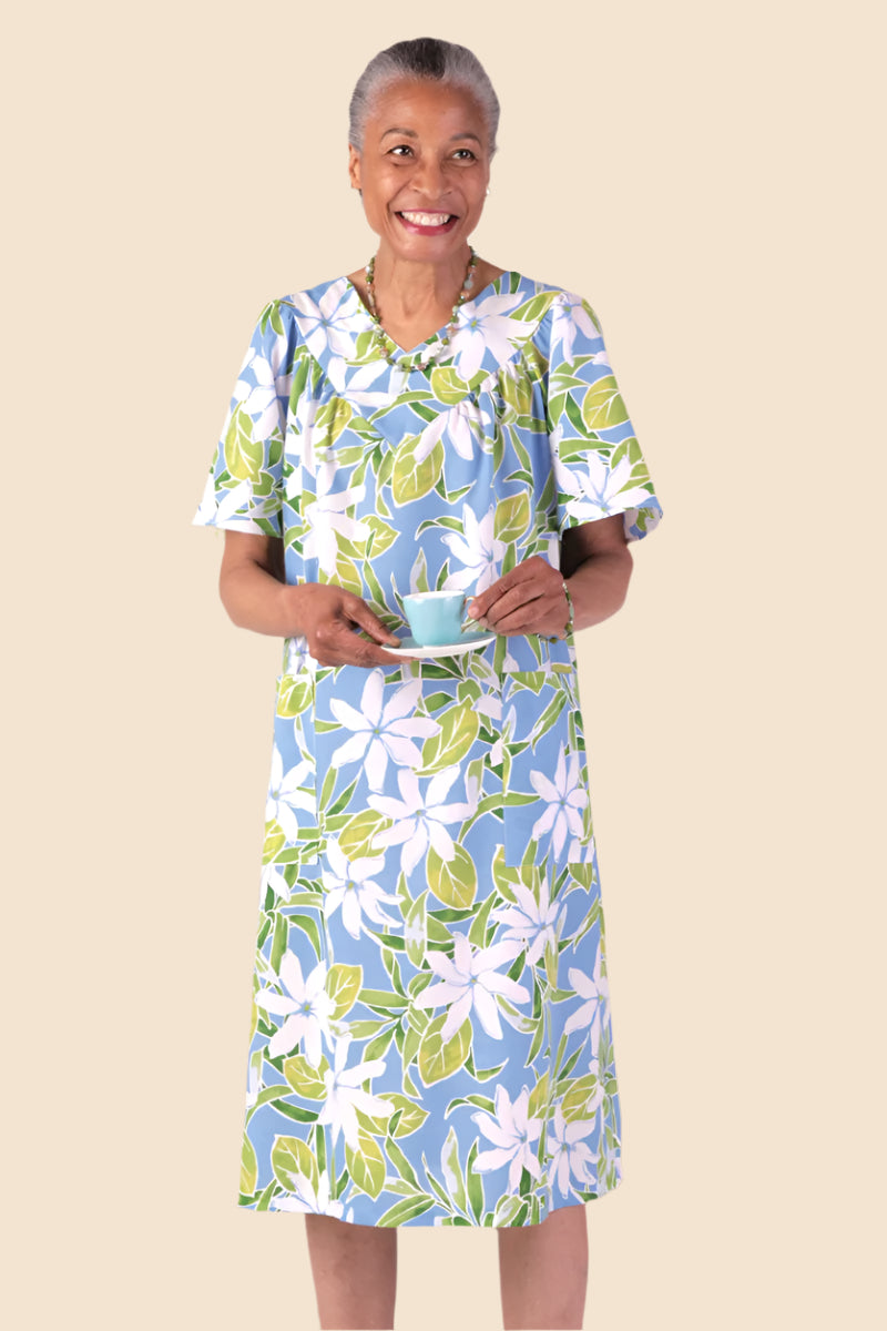 Hawaiian Print Muu Muu for women by Buck & Buck in Turquoise, and available in different sizes. This dresses & skirts item is part of our dresses collection.