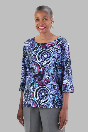 Poly Wrap Back Round Neck Blouse