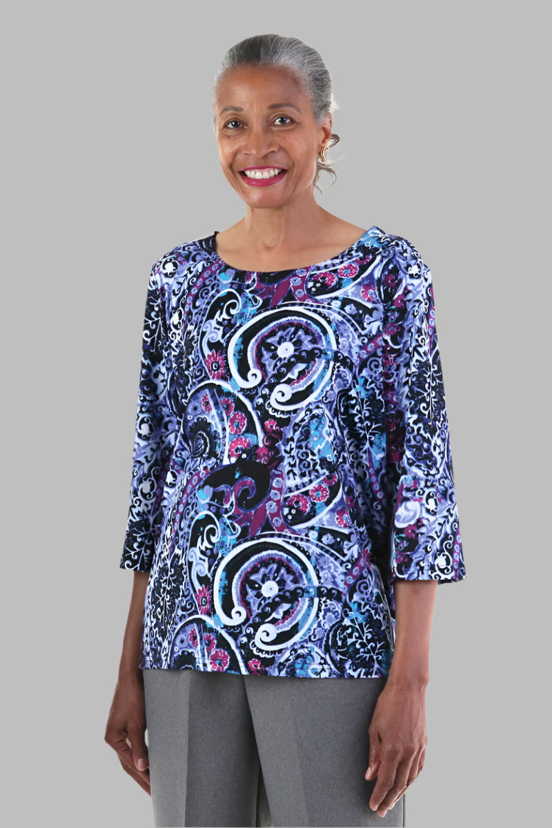 Poly Wrap Back Round Neck Blouse for women by Buck & Buck, and available in different sizes. This tops item is part of our blouses collection.