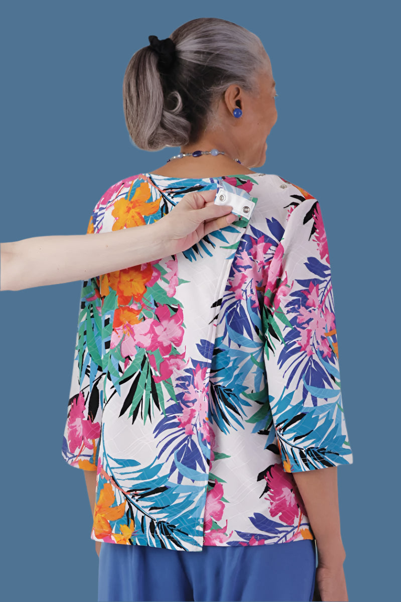 Poly Wrap Back Round Neck Blouse for women by Buck & Buck, and available in different sizes. This tops item is part of our blouses collection.