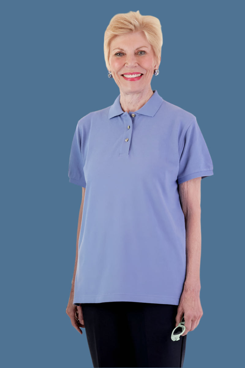 Women's Polo Shirt by Buck & Buck in Royal, and available in different sizes. This tops item is part of our polos collection.