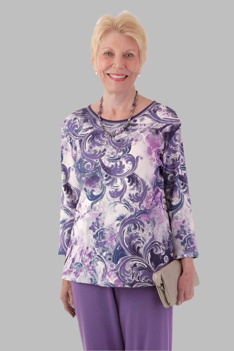 Snap Back Block Printed Knit Top for women by Buck & Buck in Pink, and available in different sizes. This tops item is part of our blouses collection.