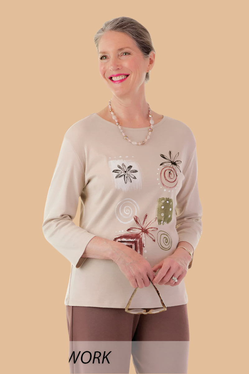 Snap Back Block Printed Knit Top for women by Buck & Buck, and available in different sizes. This tops item is part of our blouses collection.