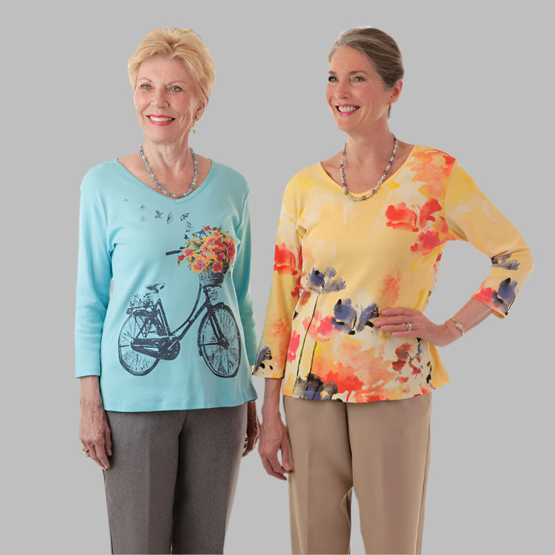 Snap Back Block Printed Knit Top for women by Buck & Buck, and available in different sizes. This tops item is part of our blouses collection.