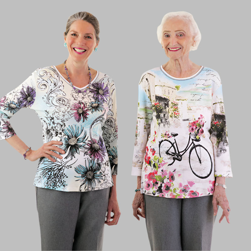 Snap Back Block Printed Knit Top for women by Buck & Buck, and available in different sizes. This tops item is part of our blouses collection.