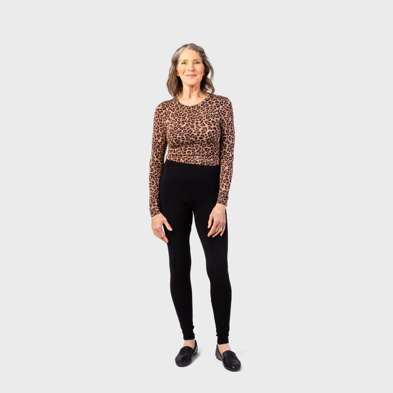 The Women's Cuddl Duds High Waist Leggings in black and available in different sizes. These leggings are part of our women's pajamas collection.
