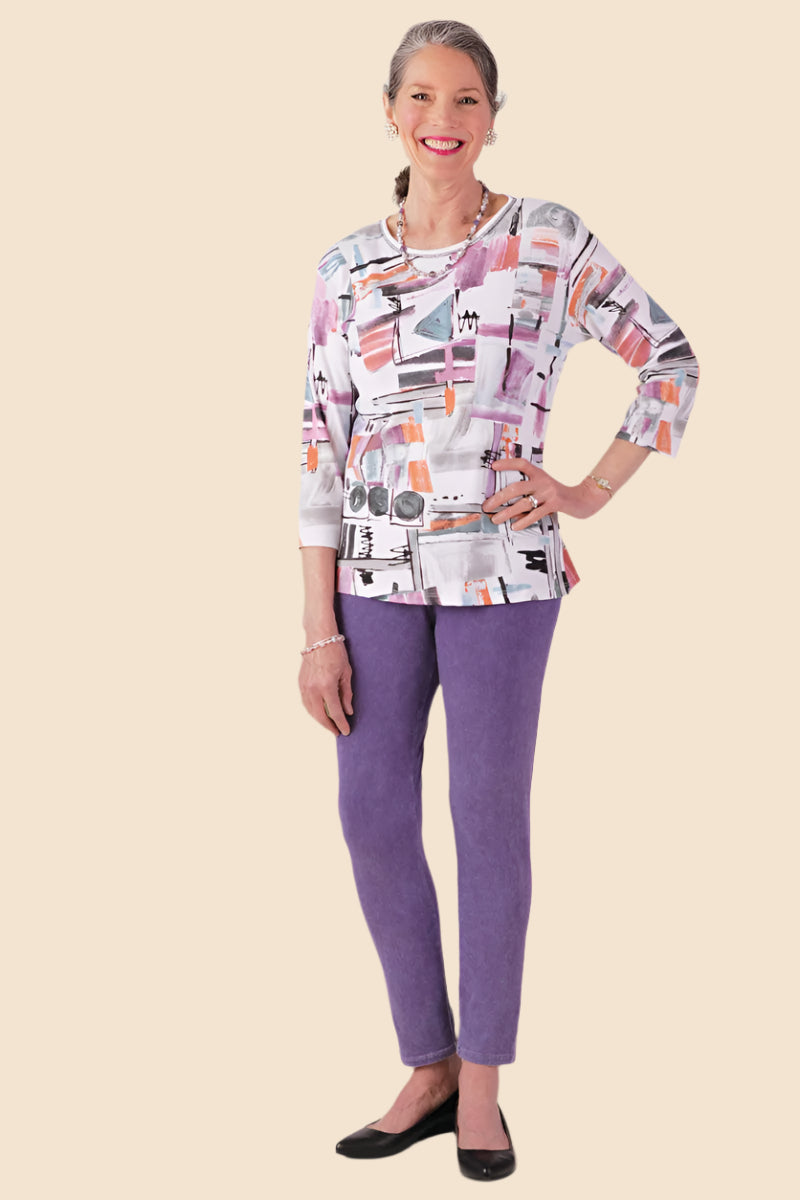Cotton Crop Legging Pants for women by Buck & Buck in Purple, and available in different sizes. This bottoms item is part of our leggings collection.