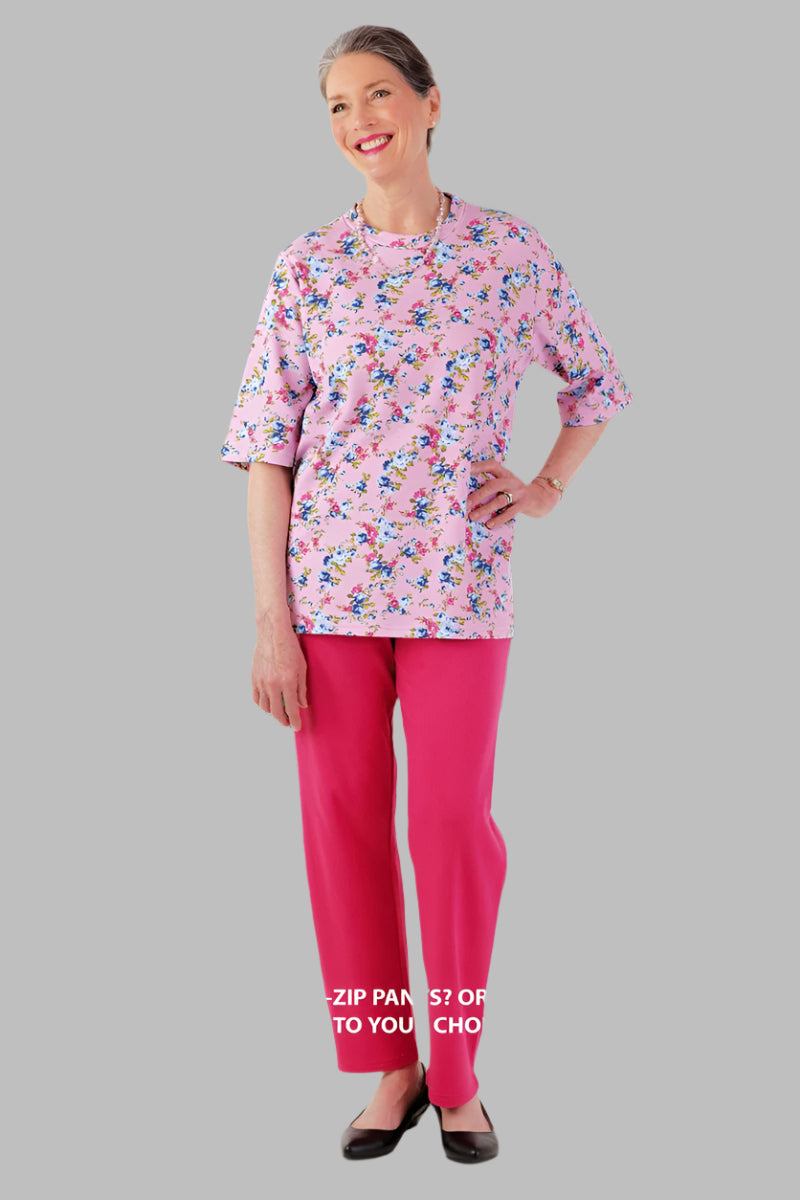 Short Sleeve Wrap Back Printed Knit Top for women by Buck & Buck in Red, and available in different sizes. This tops item is part of our blouses collection.