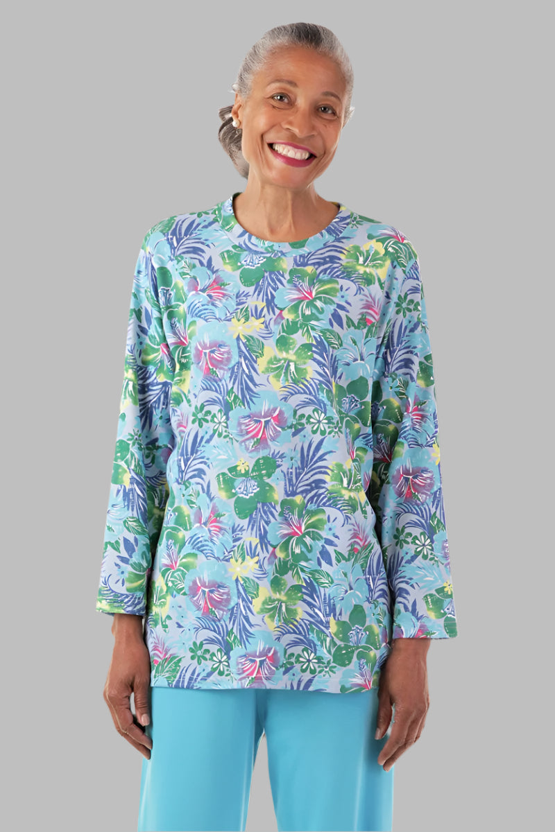 Long Sleeve Wrap Back Printed Knit Top for women by Buck & Buck, and available in different sizes. This tops item is part of our tunics collection.