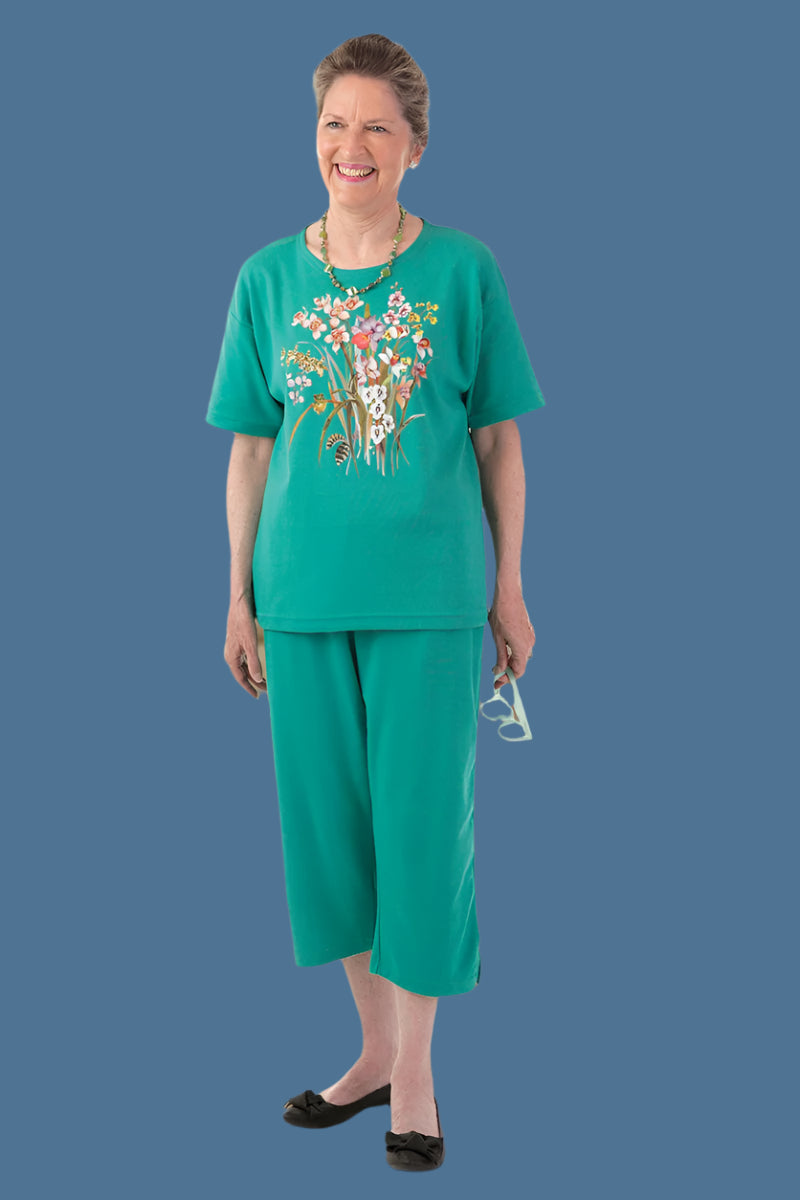 Knit Capri Set for women by Buck & Buck in Turquoise, and available in different sizes. This one-piece garments item is part of our outfit sets collection.