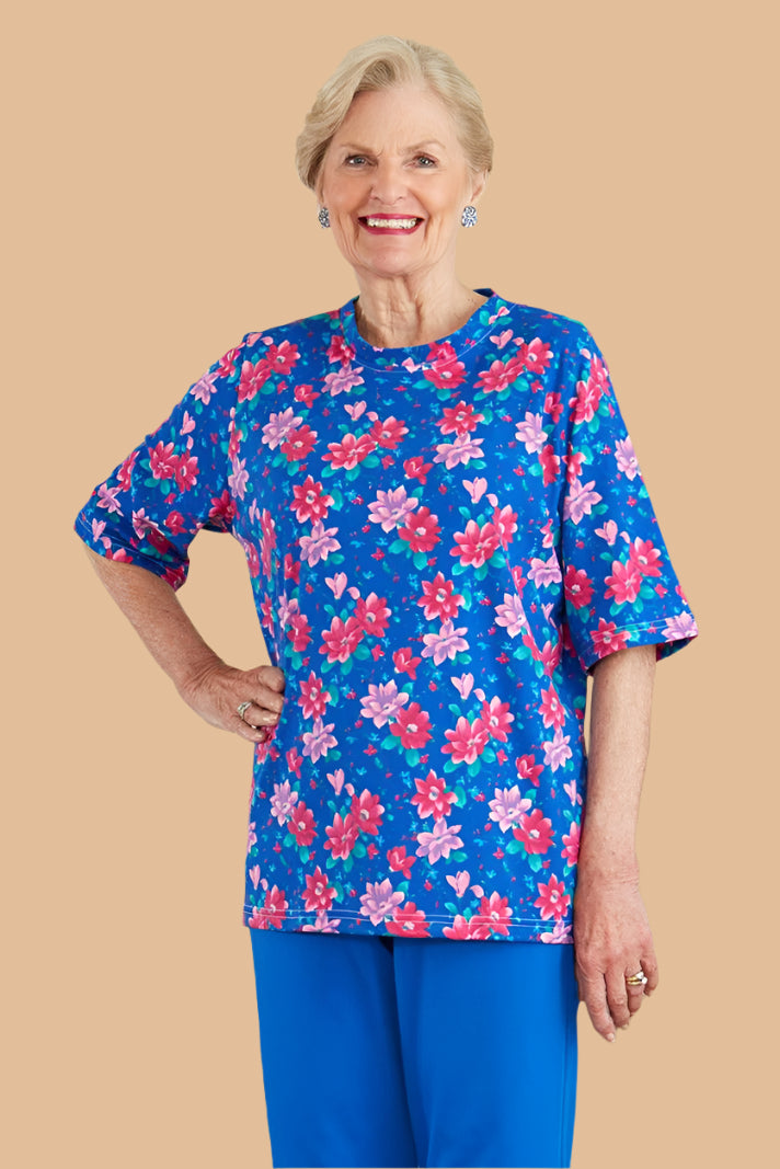 Short Sleeve Printed Knit Top for women by Buck & Buck, and available in different sizes. This tops item is part of our tunics collection.