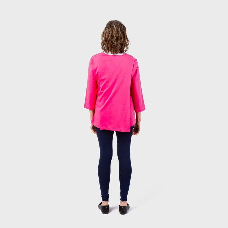 Women's Wrap Back Tunic by Buck & Buck in pink, and available in different sizes. This wrap back item is part of our tops collection.