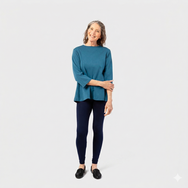 Women's Wrap Back Tunic by Buck & Buck in teal, and available in different sizes. This wrap back item is part of our tops collection.