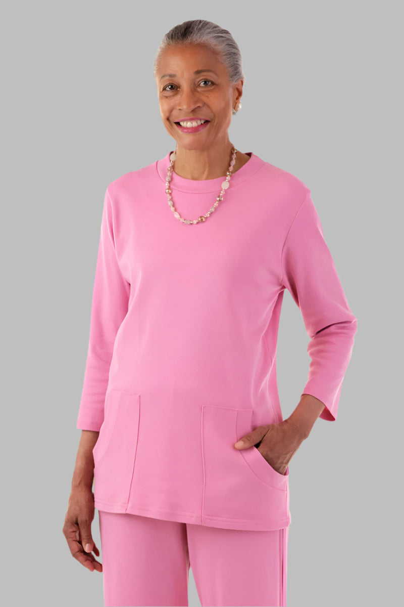 Solid Knit Top With Pockets for women by Buck & Buck in Rose, and available in different sizes. This tops item is part of our blouses collection.