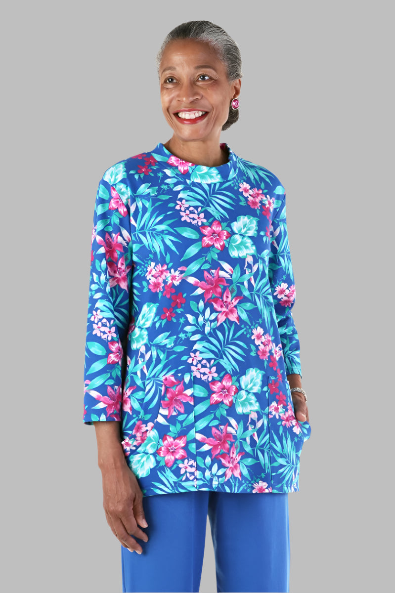 Printed Knit Top With Pockets for women by Buck & Buck in Royal, and available in different sizes. This tops item is part of our tunics collection.