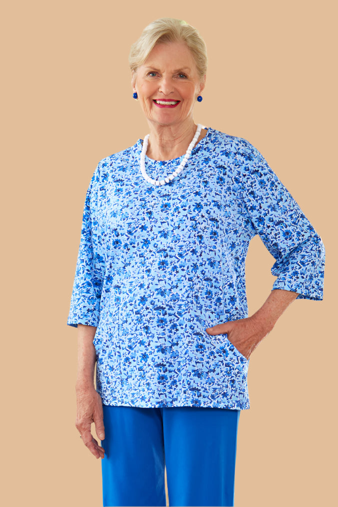 Printed Knit Top With Pockets for women by Buck & Buck, and available in different sizes. This tops item is part of our tunics collection.