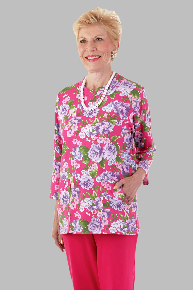 Printed Knit Top With Pockets for women by Buck & Buck in Red, and available in different sizes. This tops item is part of our tunics collection.