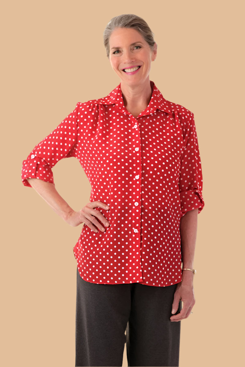 Polyester Roll Sleeve Blouse for women by Buck & Buck in Pink, and available in different sizes. This tops item is part of our blouses collection.