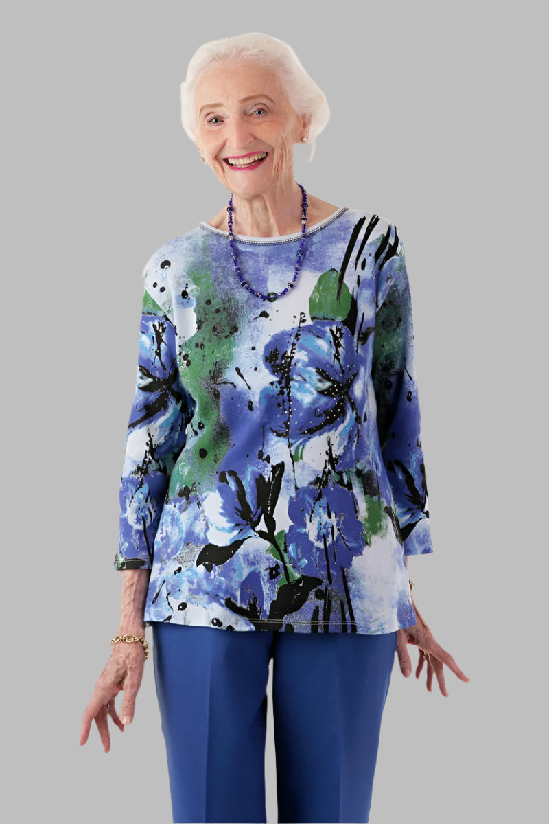 Block Print Knit Top for women by Buck & Buck in Black, and available in different sizes. This tops item is part of our t-shirts collection.