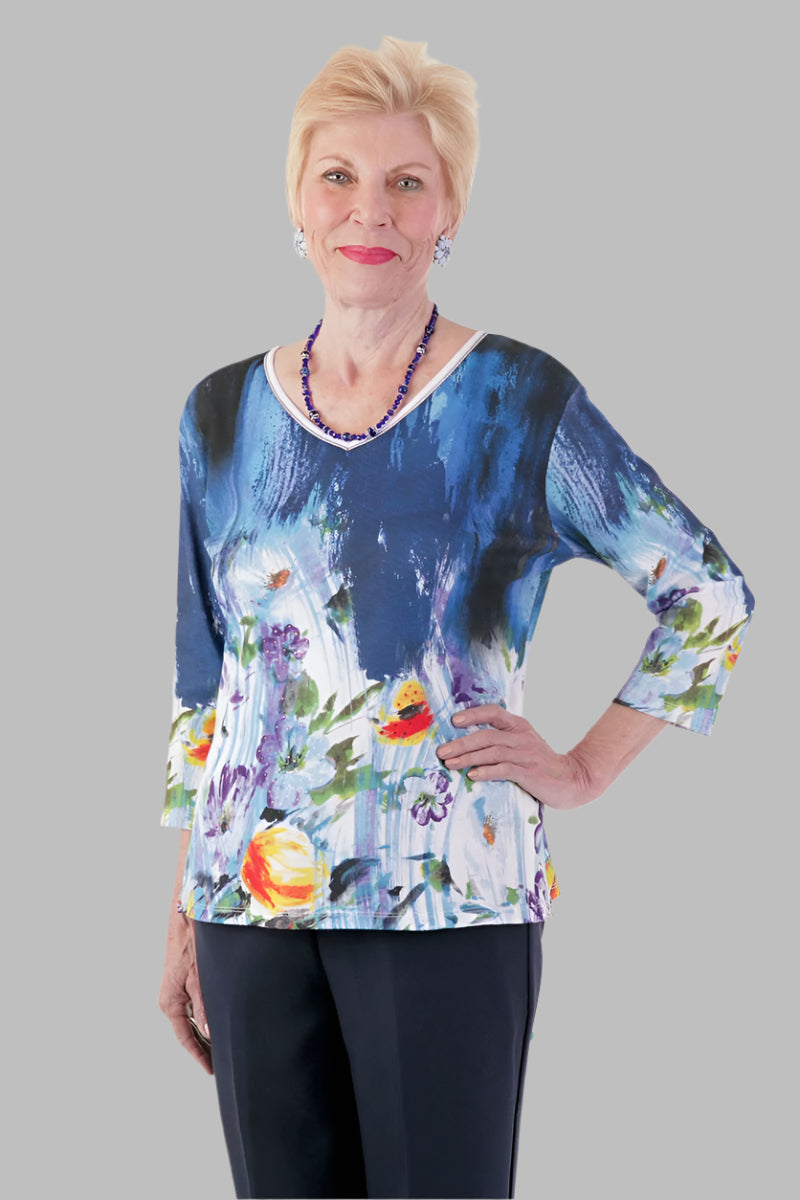 Block Print Knit Top for women by Buck & Buck in Black, and available in different sizes. This tops item is part of our t-shirts collection.