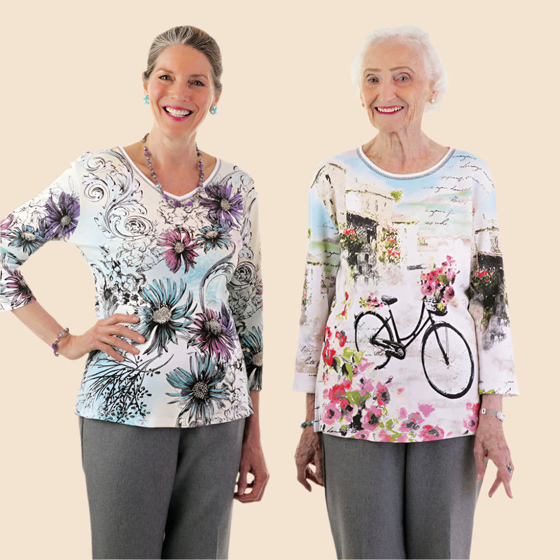 Block Print Knit Top for women by Buck & Buck in Tan/Beige, and available in different sizes. This tops item is part of our t-shirts collection.