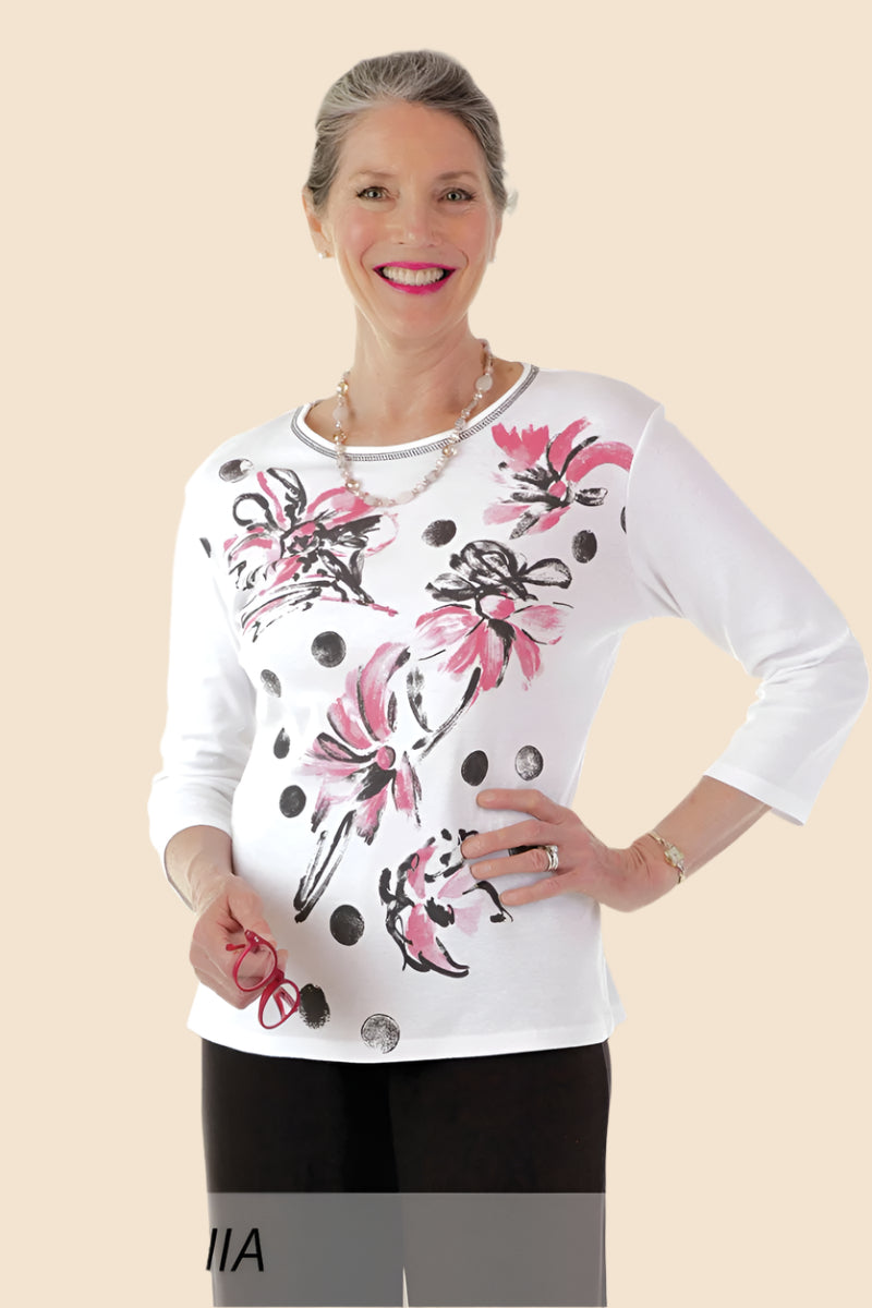 Block Print Knit Top for women by Buck & Buck, and available in different sizes. This tops item is part of our t-shirts collection.