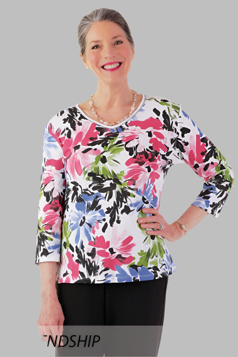 Block Print Knit Top for women by Buck & Buck in Black, and available in different sizes. This tops item is part of our t-shirts collection.