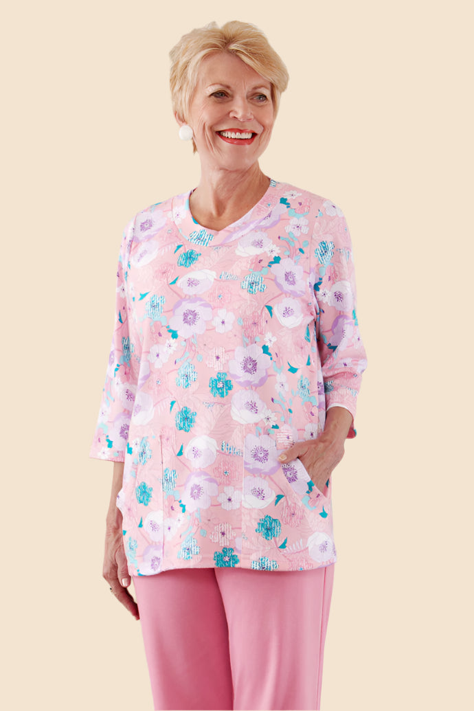Printed Moon Pocket Wrap Back Top for women by Buck & Buck, and available in different sizes. This tops item is part of our blouses collection.