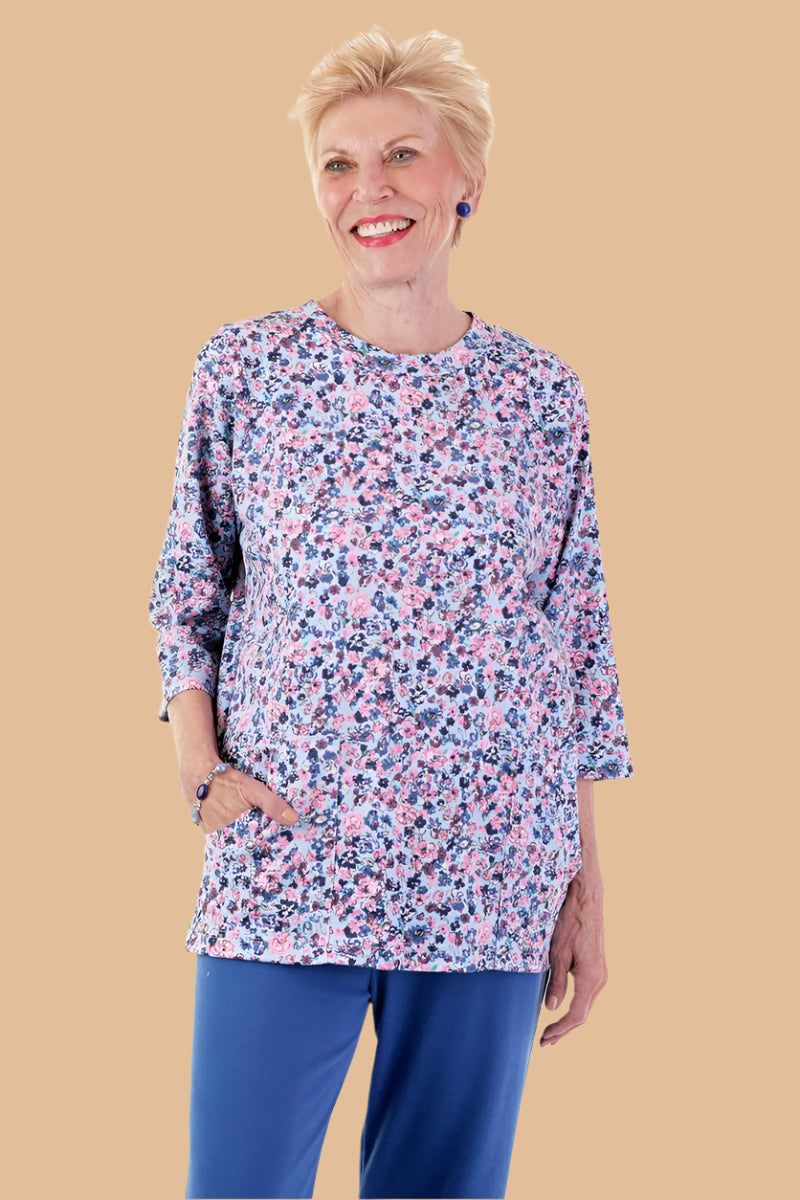 Printed Moon Pocket Wrap Back Top for women by Buck & Buck, and available in different sizes. This tops item is part of our blouses collection.