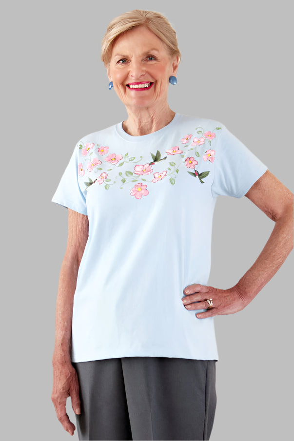 Women's Printed T-Shirt by Buck & Buck in Blue, and available in different sizes. This tops item is part of our t-shirts collection.