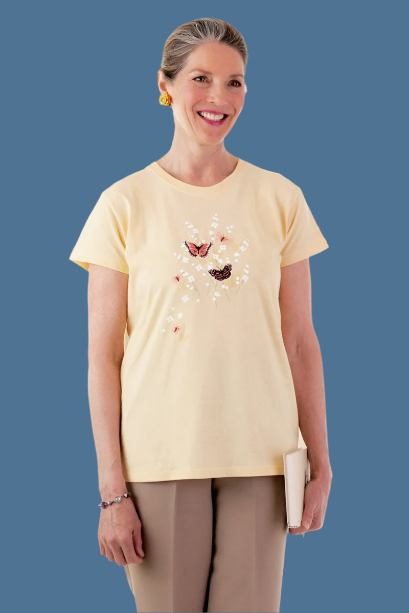 Women's Printed T-Shirt by Buck & Buck in Pink, and available in different sizes. This tops item is part of our t-shirts collection.