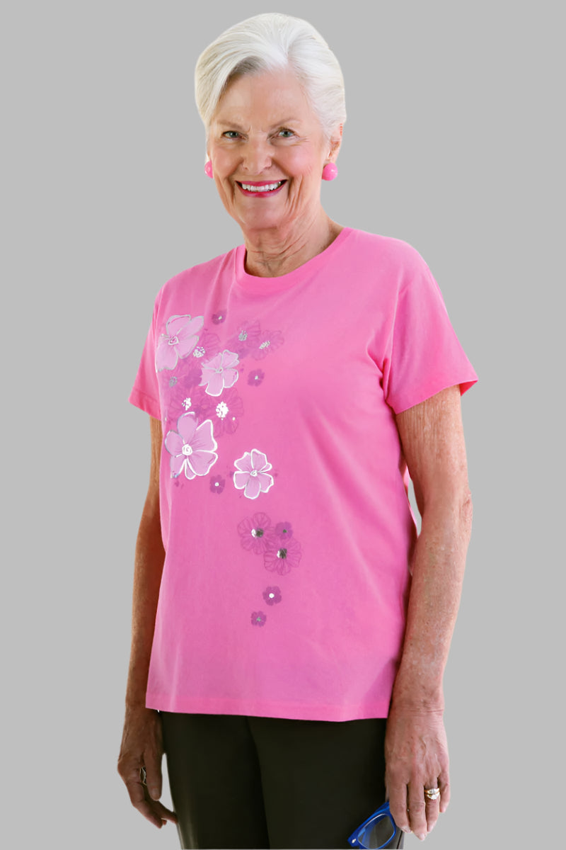 Women's Printed T-Shirt by Buck & Buck in Fuchsia, and available in different sizes. This tops item is part of our t-shirts collection.