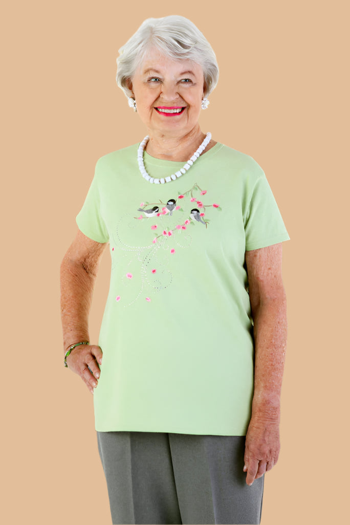 Women's Printed T-Shirt by Buck & Buck in Green, and available in different sizes. This tops item is part of our t-shirts collection.