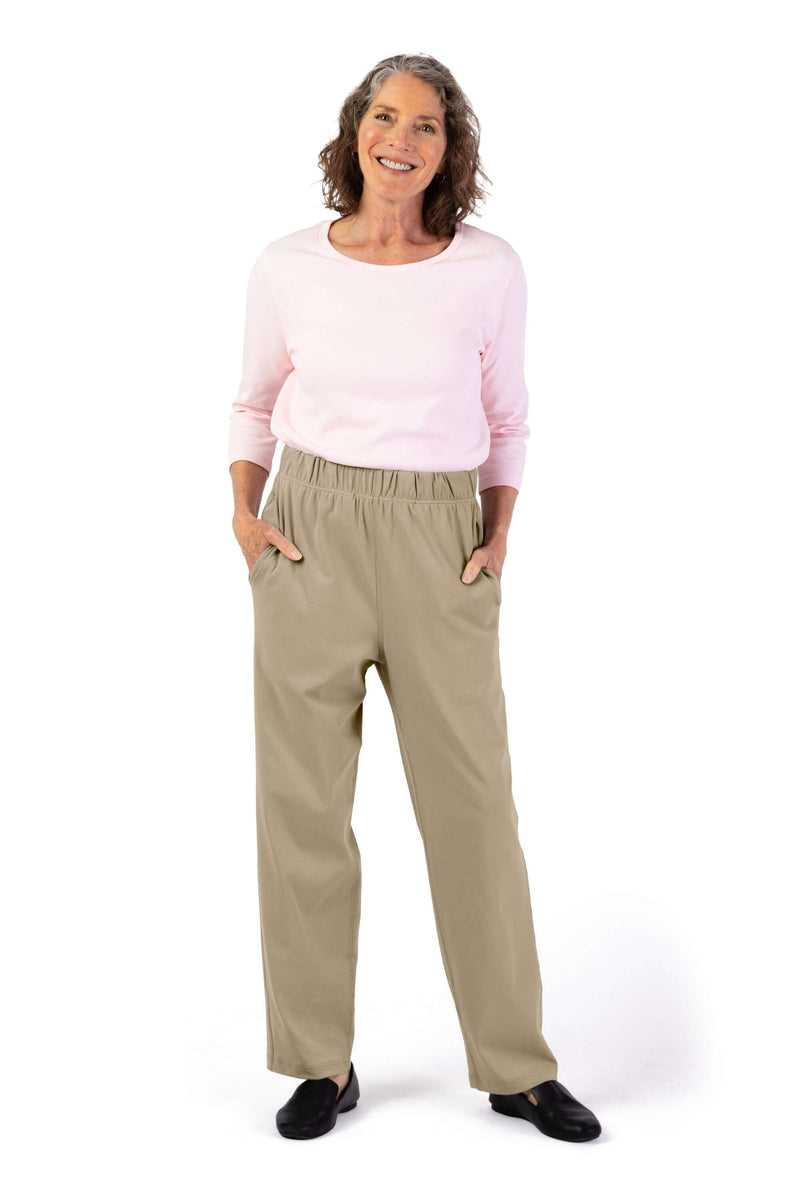 Women's Knit Pants by Buck & Buck in Khaki, and available in different sizes. This bottoms item is part of our trousers collection.