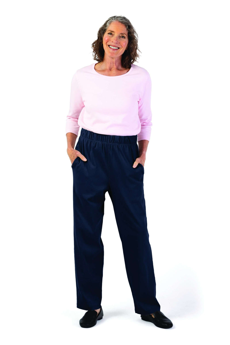 Women's Knit Pants by Buck & Buck in Navy, and available in different sizes. This bottoms item is part of our trousers collection.