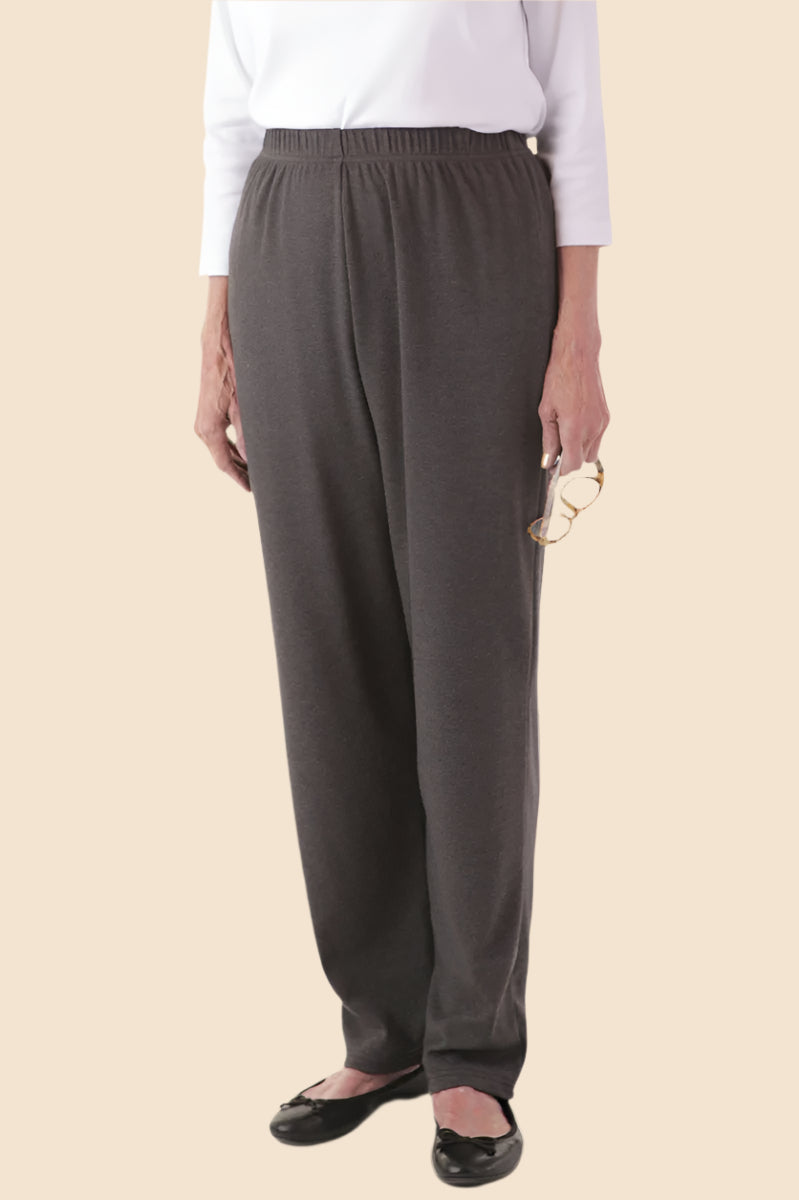 Women's Cotton/Poly Knit Pants by Buck & Buck in Charcoal, and available in different sizes. This bottoms item is part of our trousers collection.