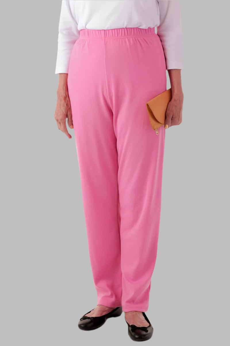 Women's Cotton/Poly Knit Pants by Buck & Buck in Rose, and available in different sizes. This bottoms item is part of our trousers collection.