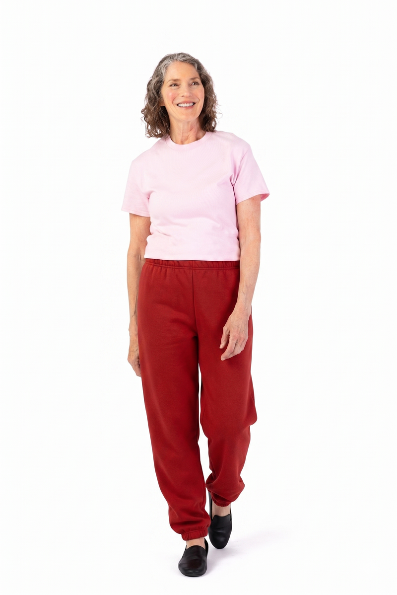 Women's Basic Sweatpants by Jerzees in red, and available in different sizes. This bottoms item is part of our sweatpants collection.
