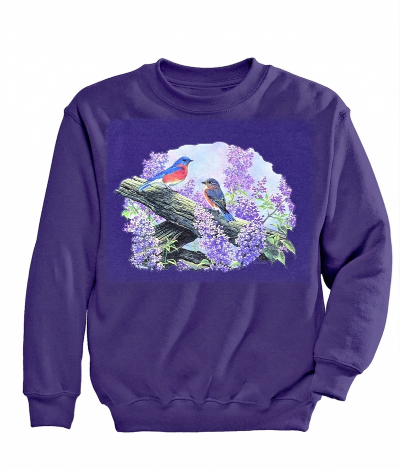 Women's Printed Sweat Top by Buck & Buck in purplw, and available in different sizes. This tops item is part of our sweatshirts collection.