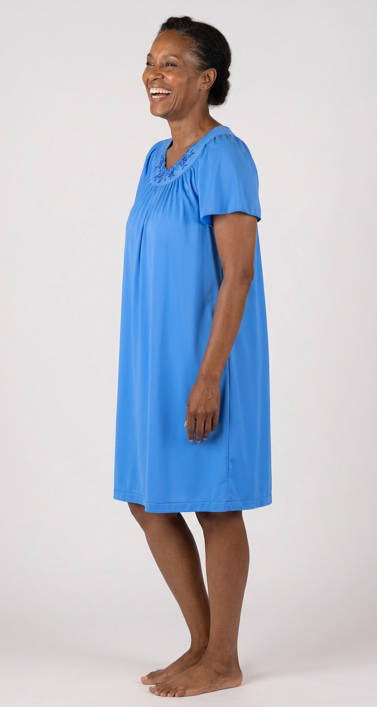 Shadowline Petals Short Gown by Shadowline in blue and available in different sizes. This nightgown item is part of our sleepwear collection.