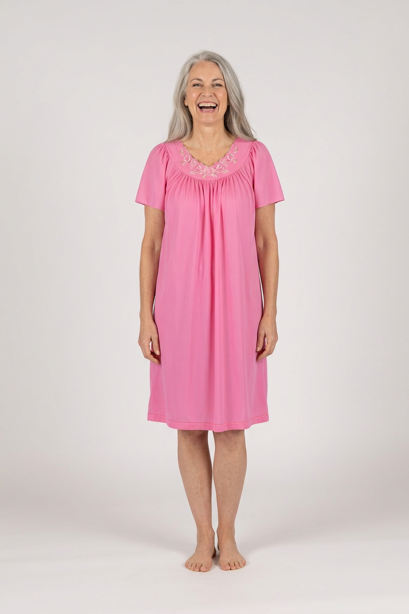 Shadowline Petals Short Gown by Shadowline in Pink and available in different sizes. This nightgown item is part of our sleepwear collection.