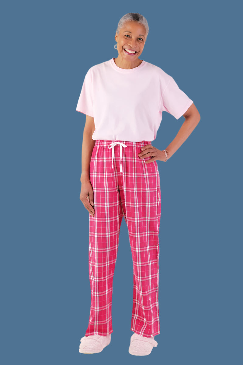 Women's Flannel PJ Pants by Buck & Buck in Pink, and available in different sizes. This sleepwear item is part of our pajamas collection.