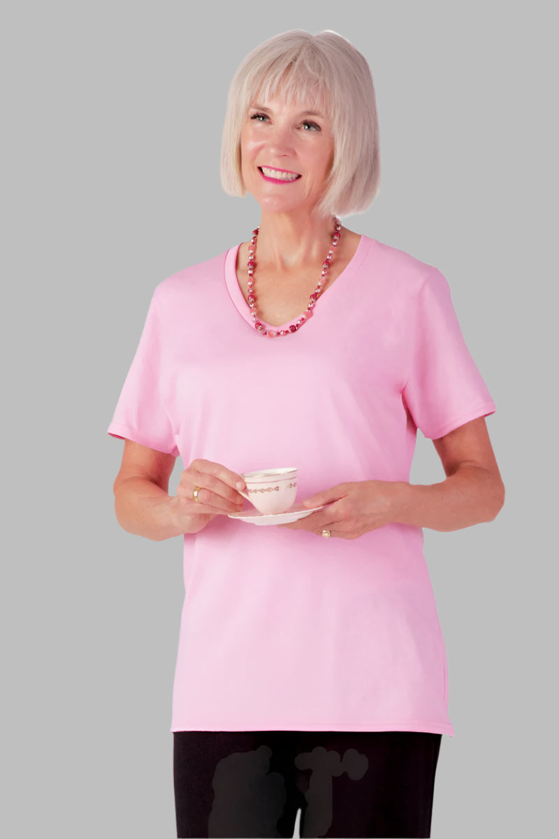 V-Neck T-Shirt for women by Buck & Buck in Pink, and available in different sizes. This tops item is part of our t-shirts collection.