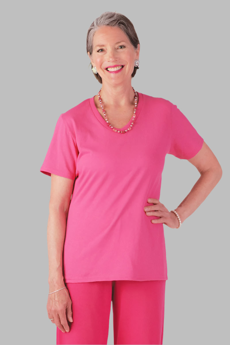 V-Neck T-Shirt for women by Buck & Buck in Pink, and available in different sizes. This tops item is part of our t-shirts collection.